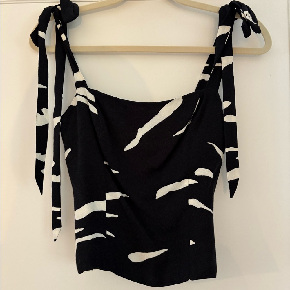 Reformation Black and White Ellora Top